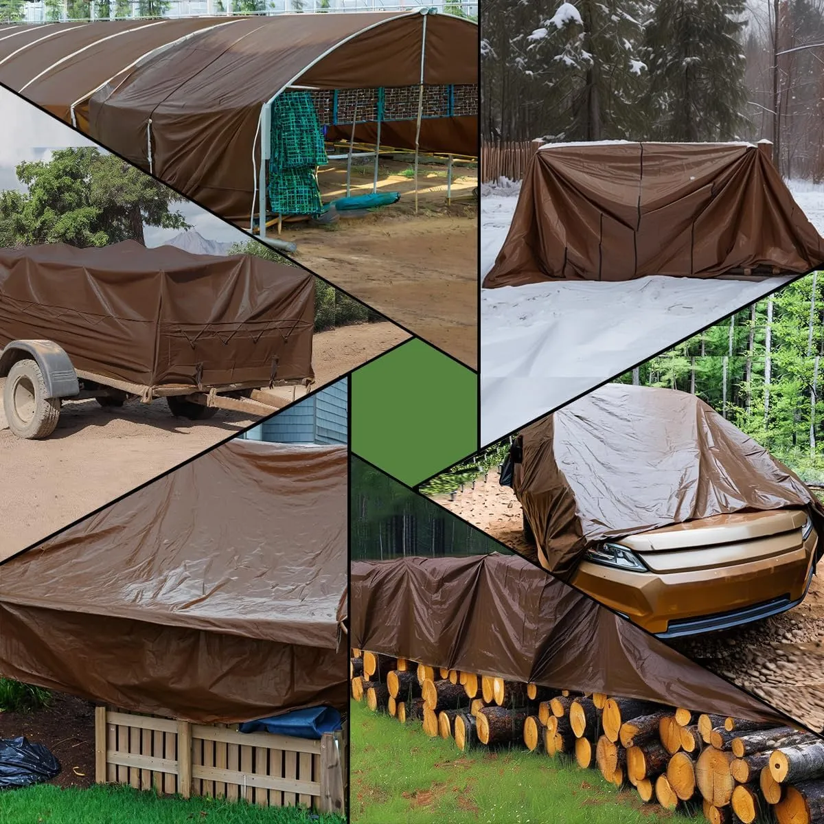 Tarps Heavy Duty Waterproof 20x30ft, 16Mil Poly Tarps with Grommets, UV Resistant, Brown Multipurpose Tarpaulin with Reinforced Edges, Camping, Outdoor Coverings