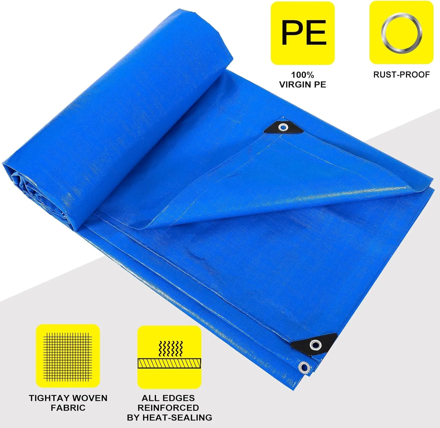 Tarps Silver 8X10ft 8Mil, Tarp Cover, Blanket, Waterproof, UV Resistant, Rip and Tear Proof, Poly Tarpaulin with Reinforced Edges for Roof, Camping Patio Pool Cover Boat