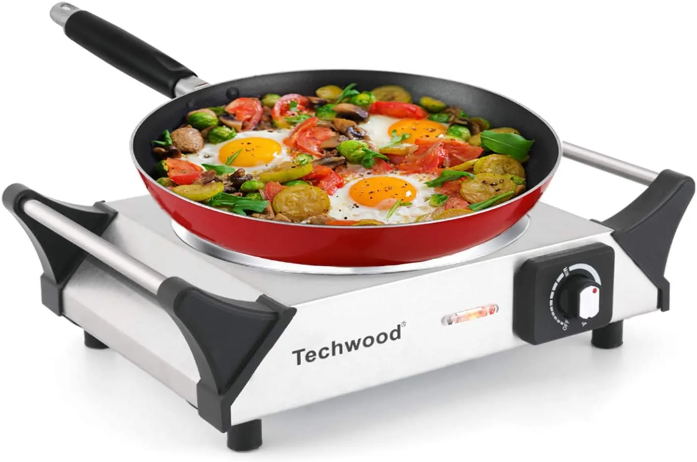 TECHWOOD Electric Stove, Double Infrared Ceramic Hot Plate for Cooking, Two Control Cooktop Burner, Portable Anti-scald handles Suitable for Office/Home/Camp Use, 1800W Compatible for All Cookwares