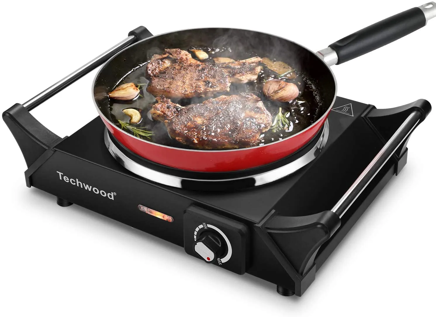 TECHWOOD Electric Stove, Double Infrared Ceramic Hot Plate for Cooking, Two Control Cooktop Burner, Portable Anti-scald handles Suitable for Office/Home/Camp Use, 1800W Compatible for All Cookwares