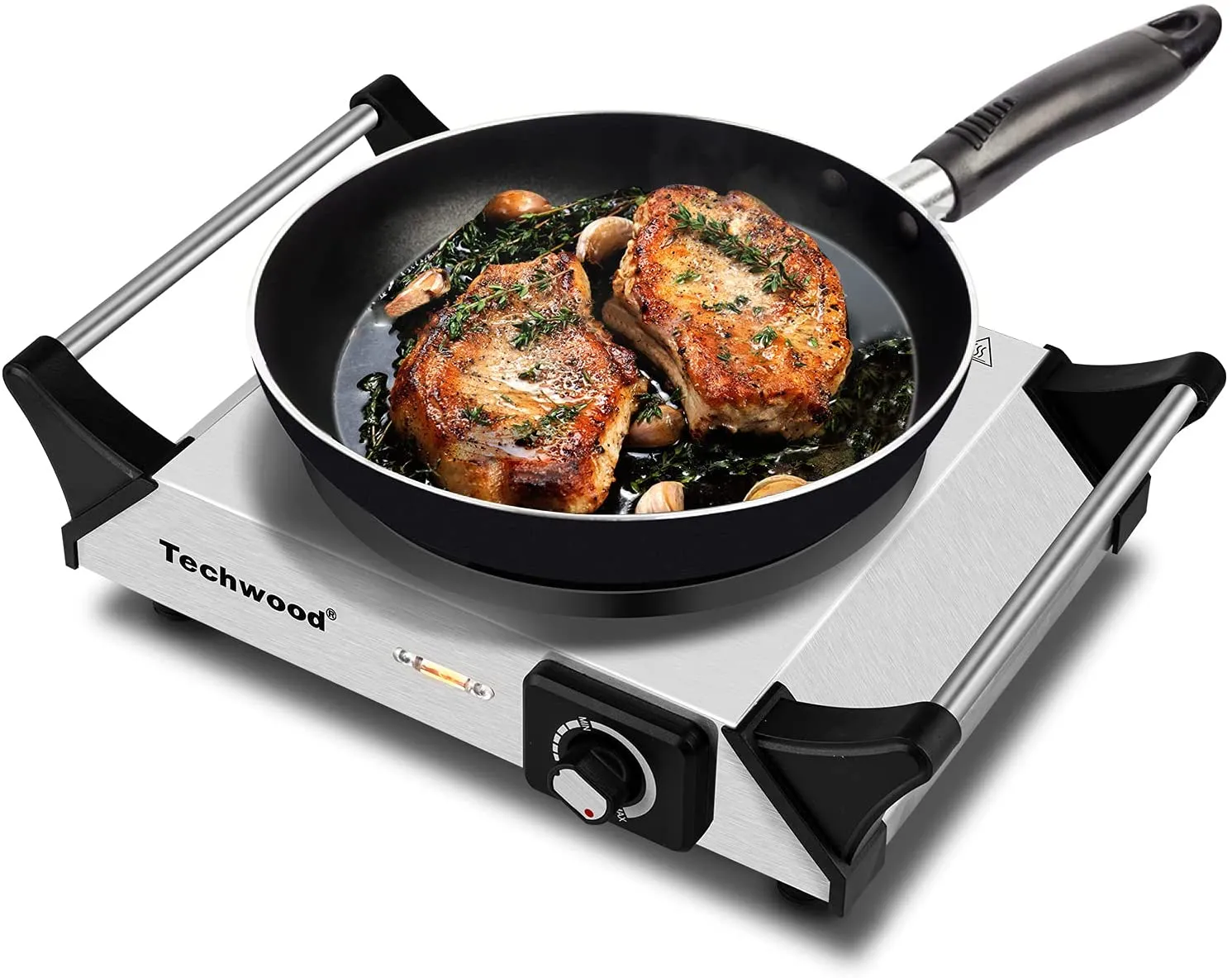 TECHWOOD Electric Stove, Double Infrared Ceramic Hot Plate for Cooking, Two Control Cooktop Burner, Portable Anti-scald handles Suitable for Office/Home/Camp Use, 1800W Compatible for All Cookwares