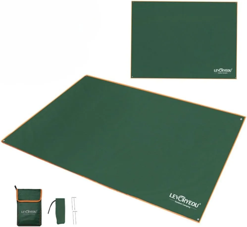 Tent Footprint Waterproof Camping Tarp Mat Picnic Blanket Ground Sheet for Backpacking Hiking Beach (Green,210 * 150cm)