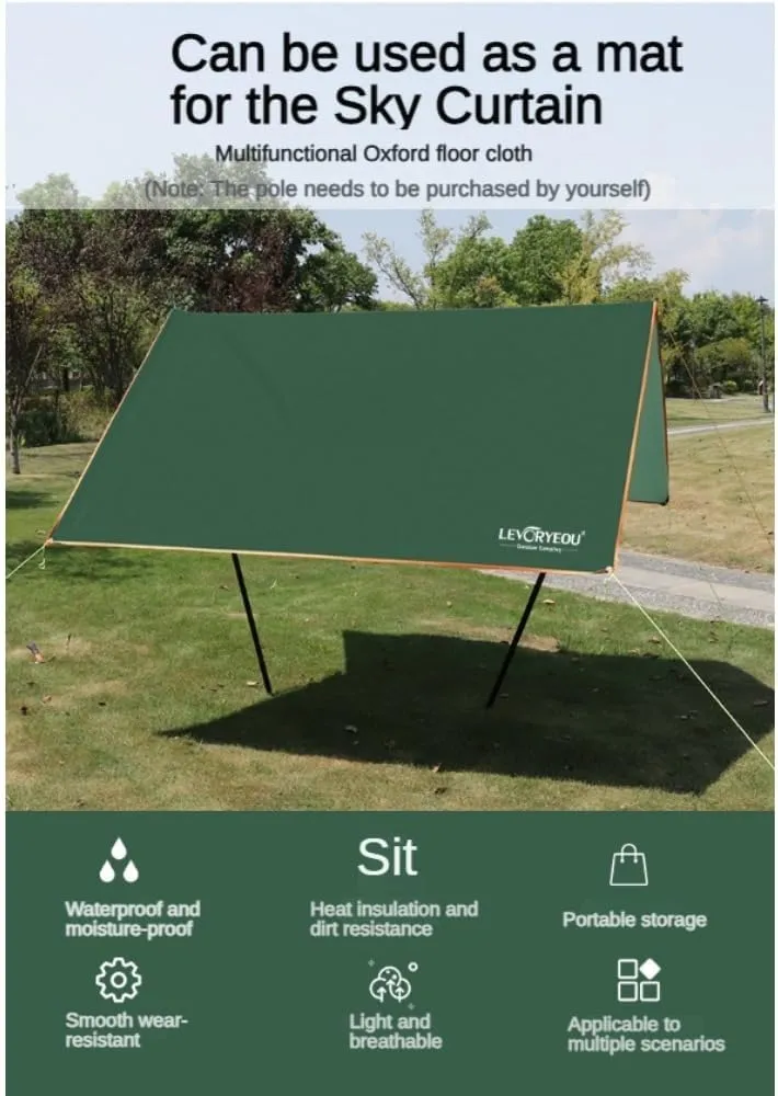 Tent Footprint Waterproof Camping Tarp Mat Picnic Blanket Ground Sheet for Backpacking Hiking Beach (Green,210 * 150cm)