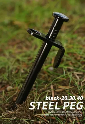 Tent Stakes 8-Inch Forged Steel Burly Tent Pegs, 10-Pack Solid Tent Stakes Casting Pegs Footprint Camping Stakes for Rocky Outdoor Camping Canopy and Tarp