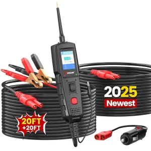 Test Light Automotive Circuit Tester with 20FT Extension Cord, Power Circuit Probe Tool, 12V 24V Electrical Short Open Breaker Circuit Finder, Car Fuse Tester AC/DC Current Resistance Voltage Tester