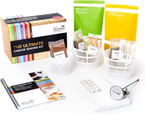 The Ultimate Cheese Making Kit - DIY Cheese Maker - 10 Different Cheese Mozzarella, Mascarpone, Feta, Ricotta Cheese - Cheese Making Supplies Include Rennet for Cheese Making & Booklet