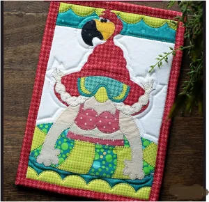 The Whole Country Caboodle Floaty Flamingo Gnome Mug Rug Kit Pattern