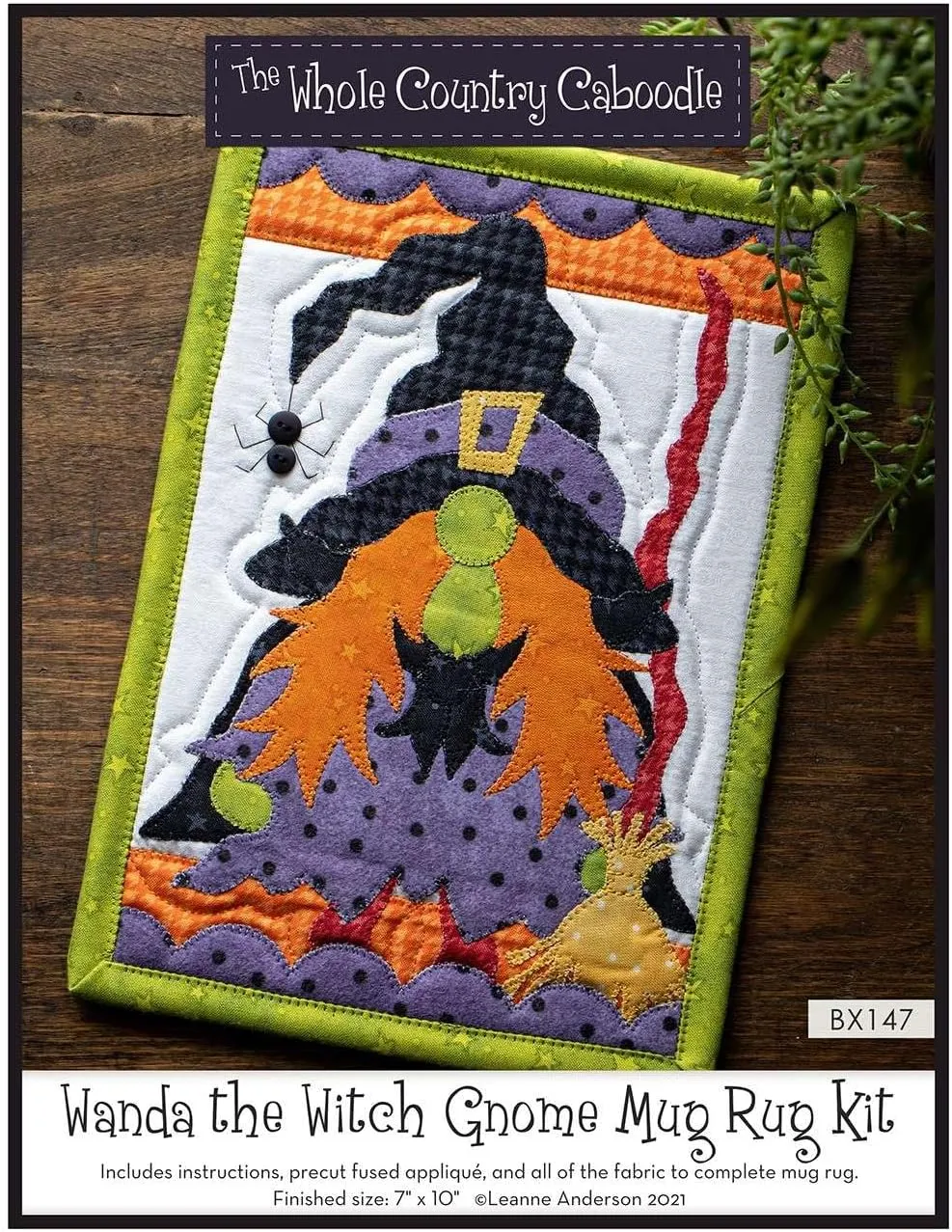 The Whole Country Caboodle Wanda The Witch Gnome Mug Rug Kit Pattern