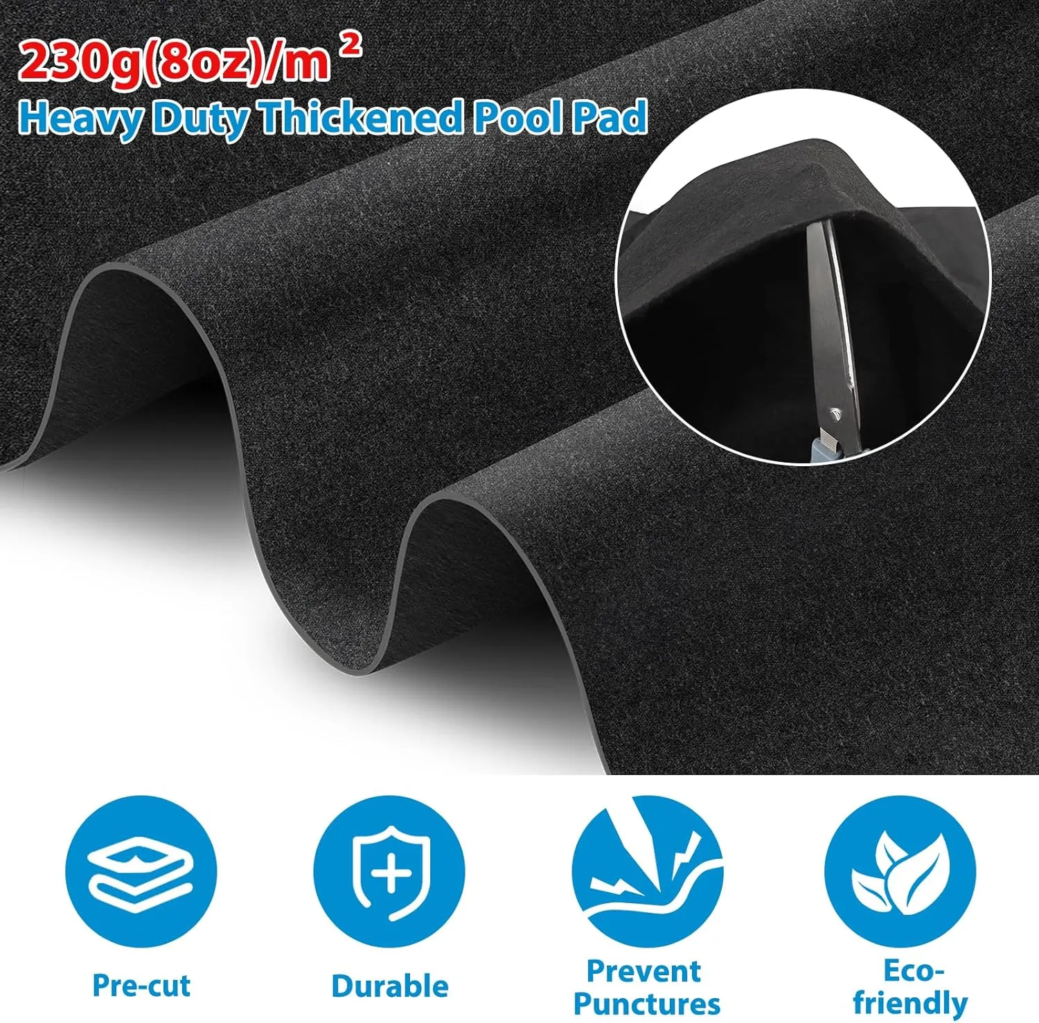 Thickened Pool Liner Pad for Above Ground Pool, 15 FT Round Under Pool Mat Padding, Pool Ground Pad Mat Under Pool for Pool Bottom, Prevent Punctures, Extend Liner Life
