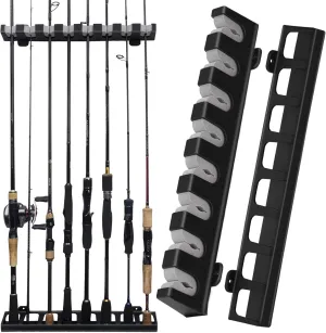 THKFISH Fishing Rod Holders Fishing Rod Rack Wall Mount Vertical Fishing Pole Holders for Garage Room, Boats Store 8 Fishing Rod Combos,1pair grey
