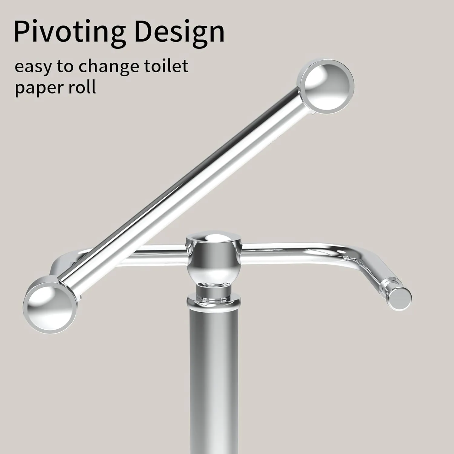 Toilet Paper Holder Stand, Toilet Paper Holder Free Standing,Post Pivoting Design & Stable Weighted Base SUS304 Stainless Steel for Bathroom (Chrome)