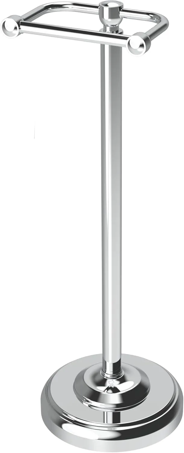 Toilet Paper Holder Stand, Toilet Paper Holder Free Standing,Post Pivoting Design & Stable Weighted Base SUS304 Stainless Steel for Bathroom (Chrome)