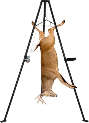 Towallmark Deer Hoist for Truck Hitch, 500 LBS Load Capacity Deer Hanger for Skinning, Hunting Game Hoists with Lifting Winch and Tool Tray, Adjustable Height and 360 Degrees Swivel