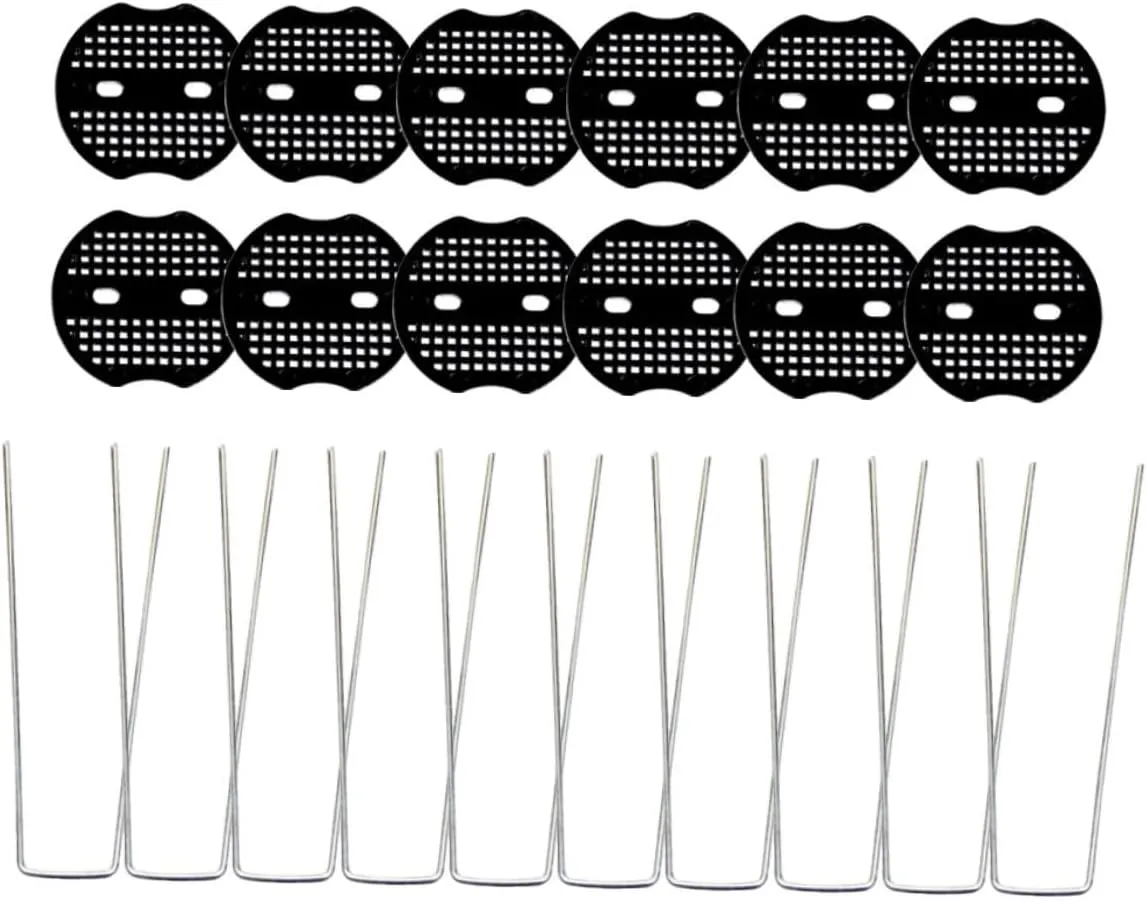 Toyvian 15 Sets U-Shaped Ground Fixing Nails for Landscaping Staples Tarp Stakes Garden Pins Fence Ground Stakes Playground Anchors