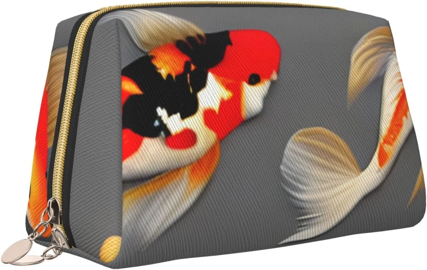 Traditional Koi Carps With Spots Toiletry Pouch, Travel-Friendly Makeup Organizer For Makeup Brushes, Lipsticks