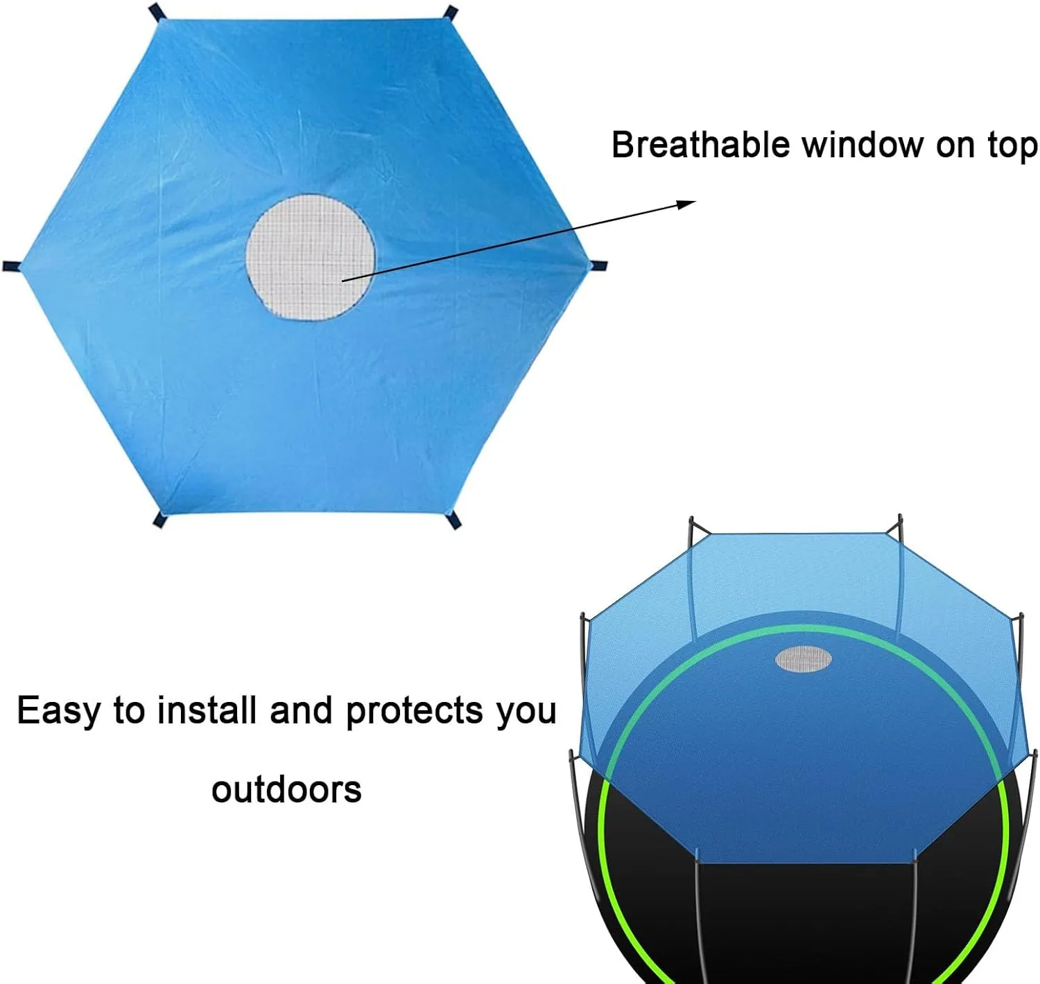 Trampoline Shade Cover Canopy, Trampoline Tent Shade Trampoline Sun Shade Tent Cover Trampoline Canopy Outdoor Fun for Outdoor Backyard Playground Camping