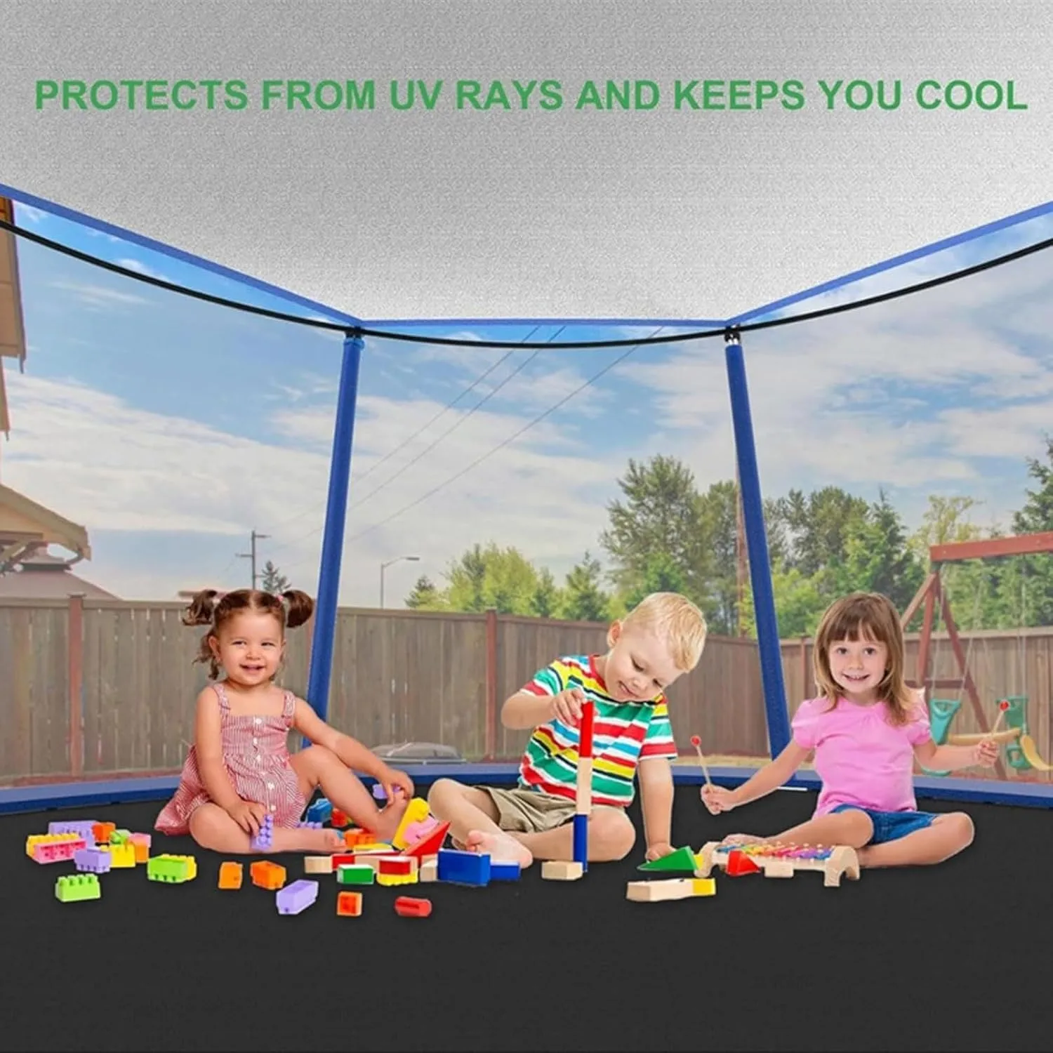 Trampoline Shade Cover,Trampoline Cover Anti-Uv Trampoline Sun Shade Cover, Trampoline Canopy, Trampoline Tent Cover, 6ft,8ft,10ft,12ft,14ft, Anti-Uv Trampolines Sunshade Accessories,12ft~8 pole