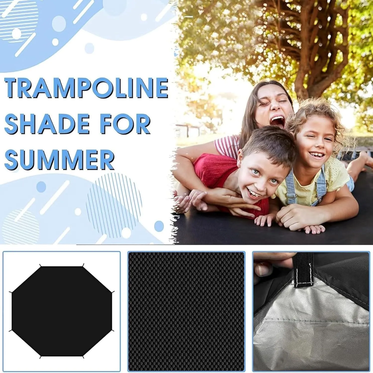 Trampoline Shade Cover,Trampoline Cover Anti-Uv Trampoline Sun Shade Cover, Trampoline Canopy, Trampoline Tent Cover, 6ft,8ft,10ft,12ft,14ft, Anti-Uv Trampolines Sunshade Accessories,12ft~8 pole