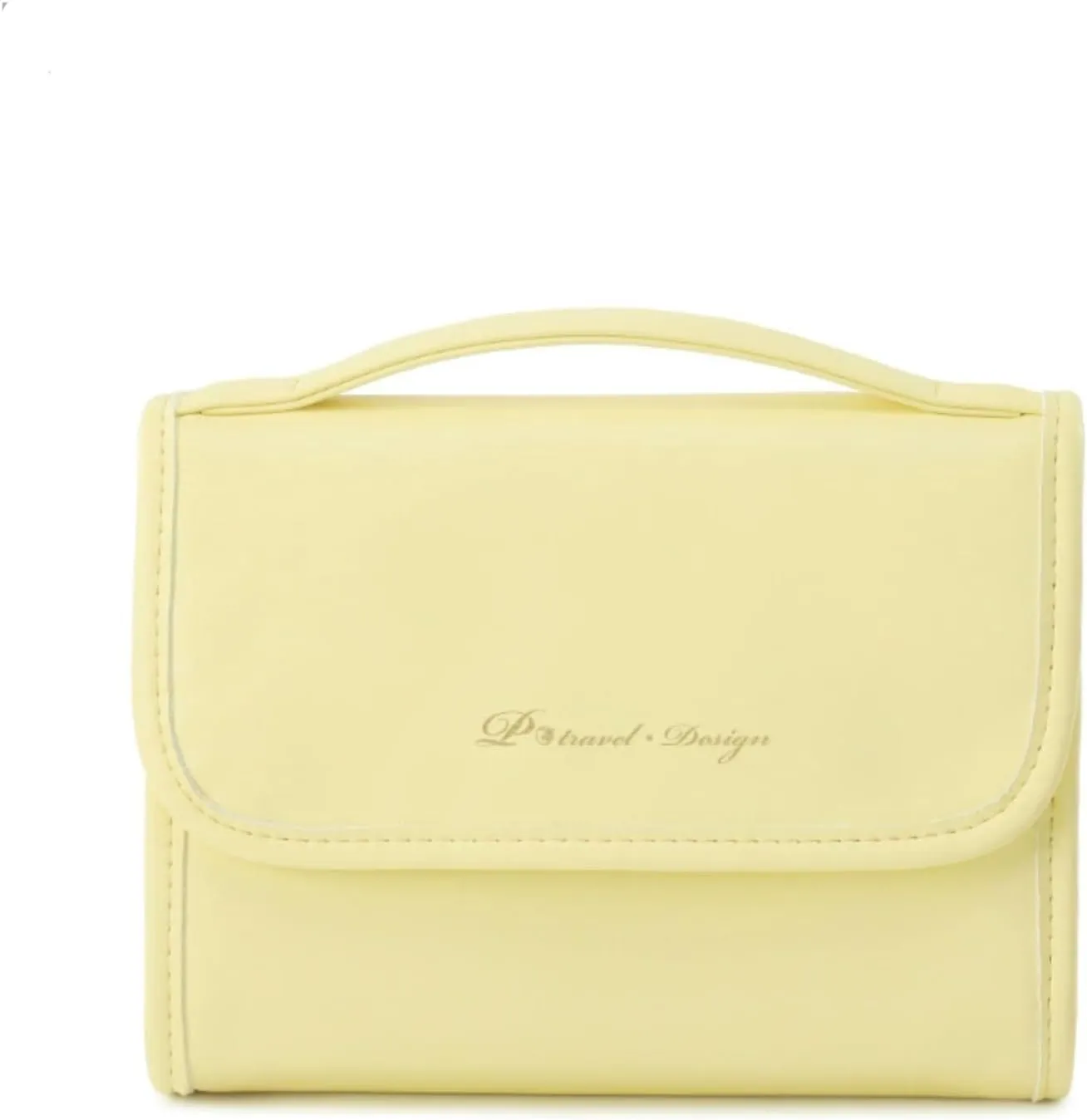 Travel Cosmetic Bag for Women, Foldable Toiletry Bag with 3 Removable Pockets, Small Waterproof Makeup Organizer Bag for Brushes, Cosmetics, Accessories, Toiletries, Yellow
