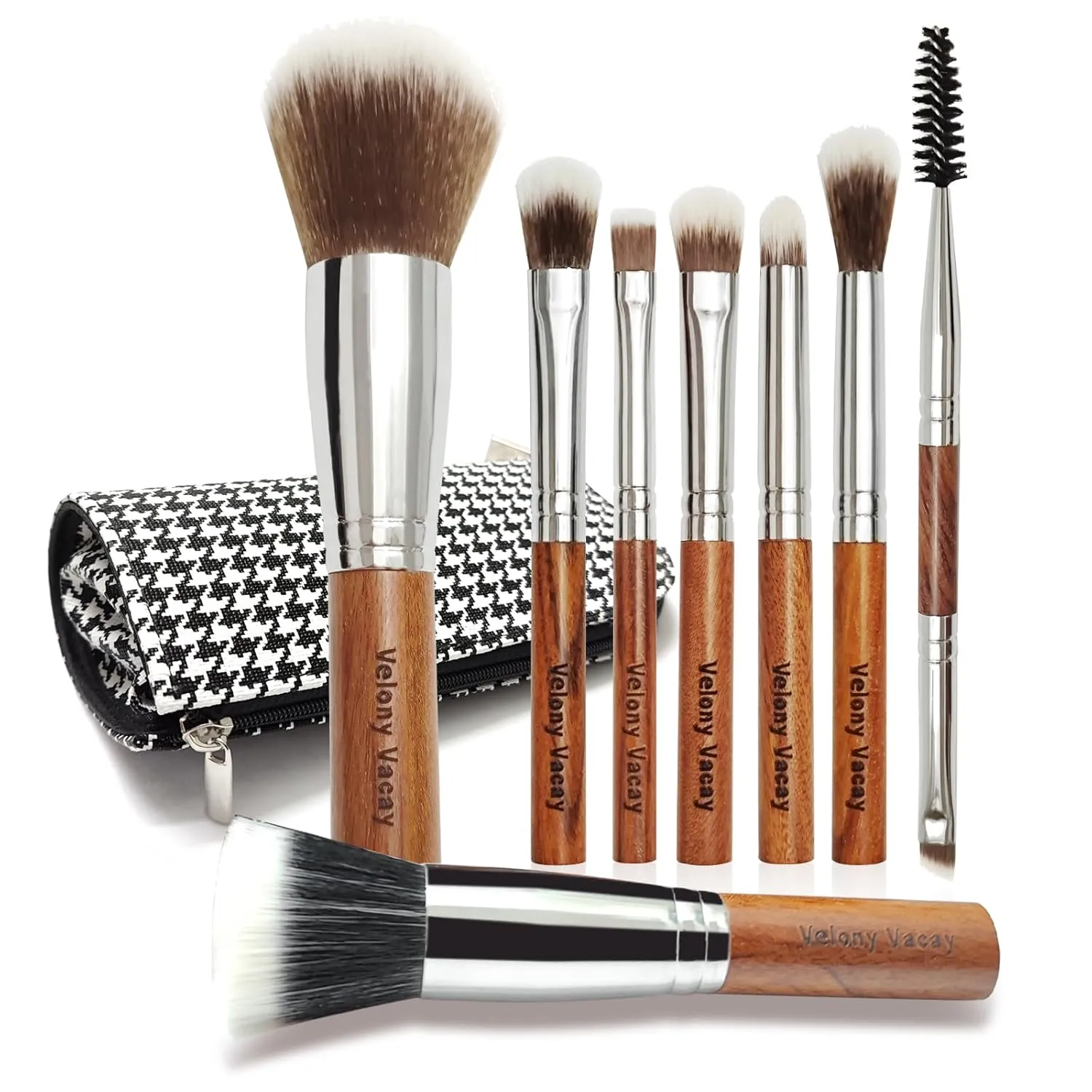 Travel Makeup Brushes Set with Case, Makeup Brush Set for Foundation Powder Eyebrow Concealers Eye Shadows, 8 Pcs Travel Size Makeup Brushes (Brown)