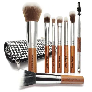 Travel Makeup Brushes Set with Case, Makeup Brush Set for Foundation Powder Eyebrow Concealers Eye Shadows, 8 Pcs Travel Size Makeup Brushes (Brown)