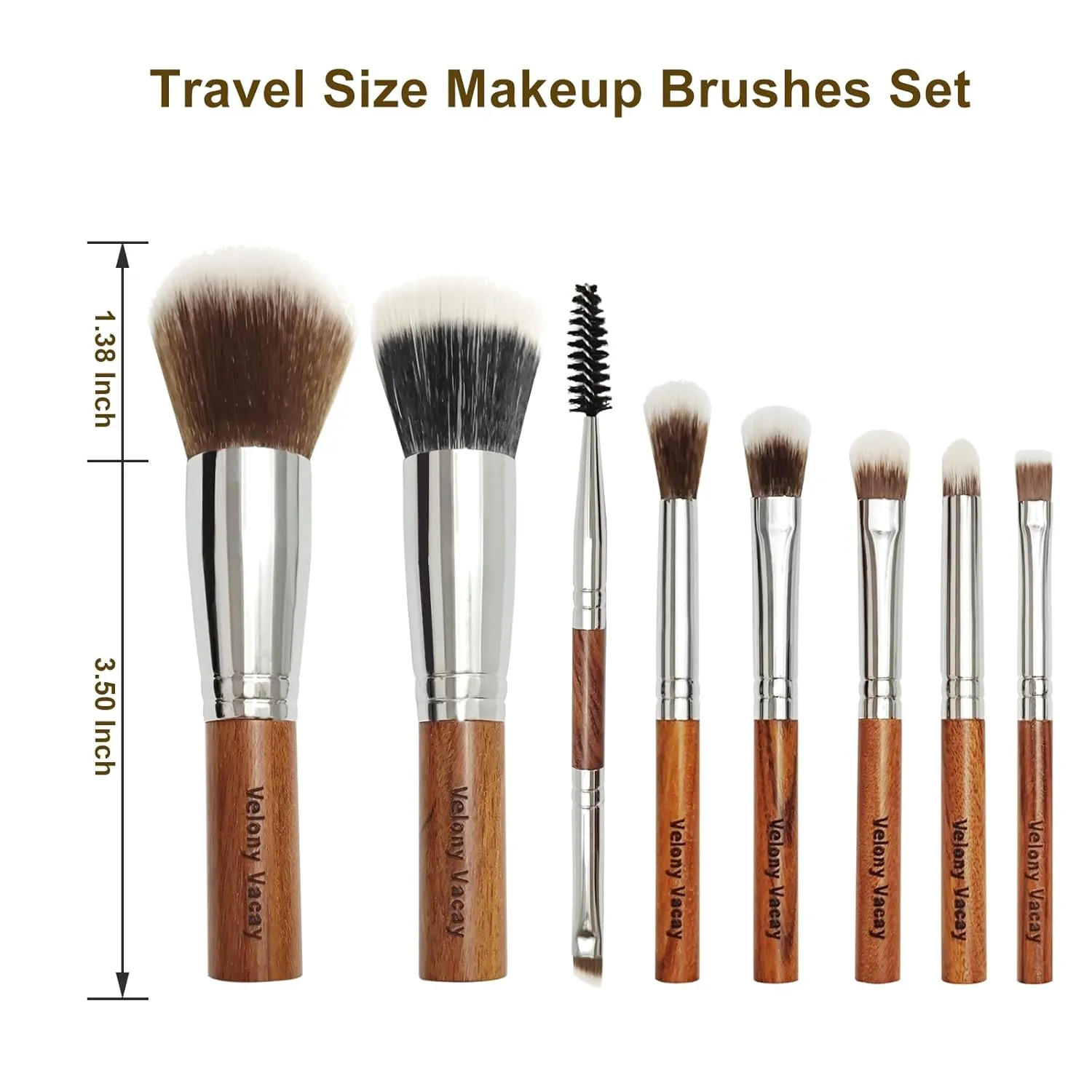Travel Makeup Brushes Set with Case, Makeup Brush Set for Foundation Powder Eyebrow Concealers Eye Shadows, 8 Pcs Travel Size Makeup Brushes (Brown)