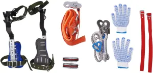 Tree Climbing Equipment Set, Portable Tree Climbing Spike Sets Adjustable Pole Climbing Gear Kit with Safety Belt & Gloves & Straps, Rock Climbing Kit for Mountaineering, Logging Fruit Picking