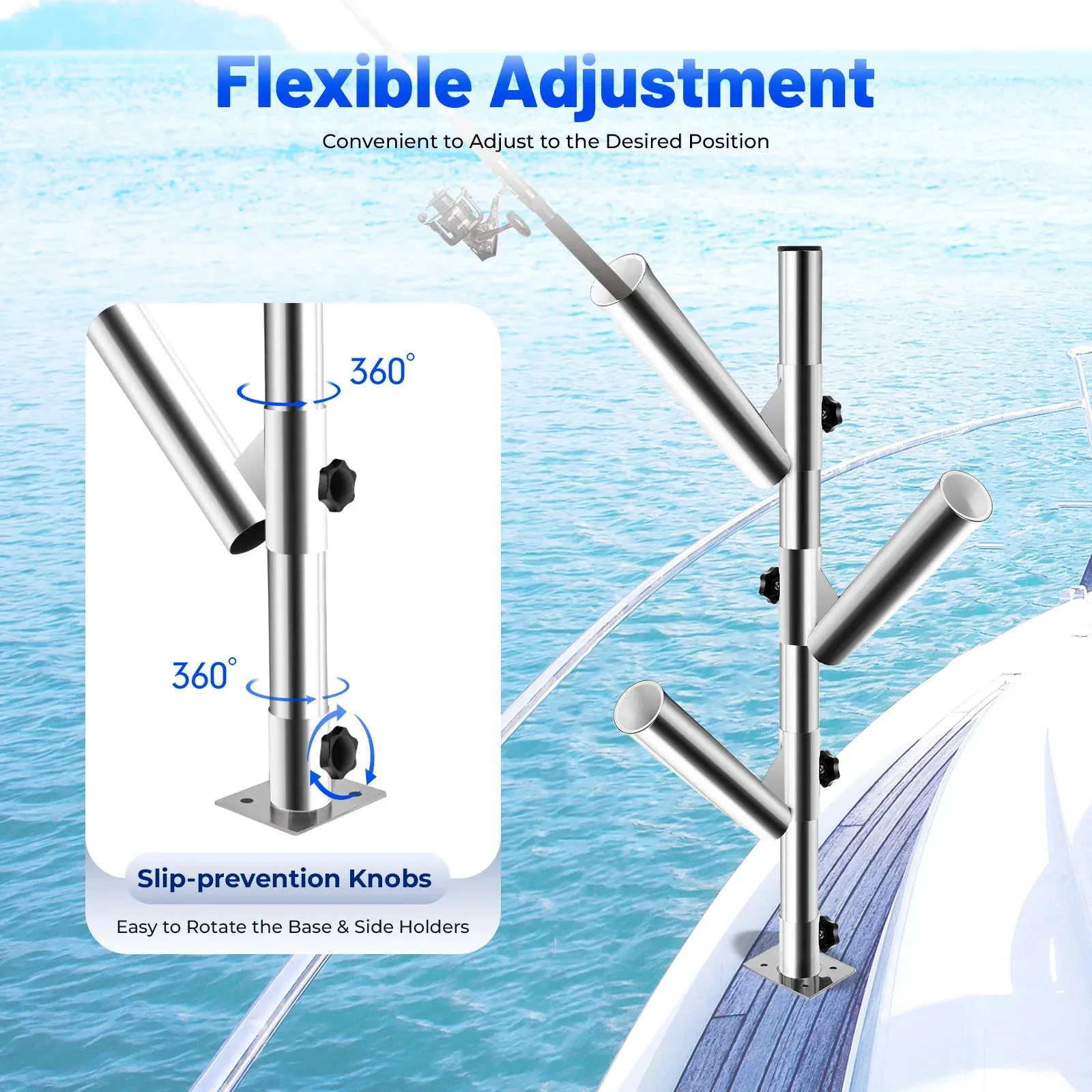 Tree Type 3 Rod Holder Adjustable Fishing Boat Rod Holder Rocket Launcher