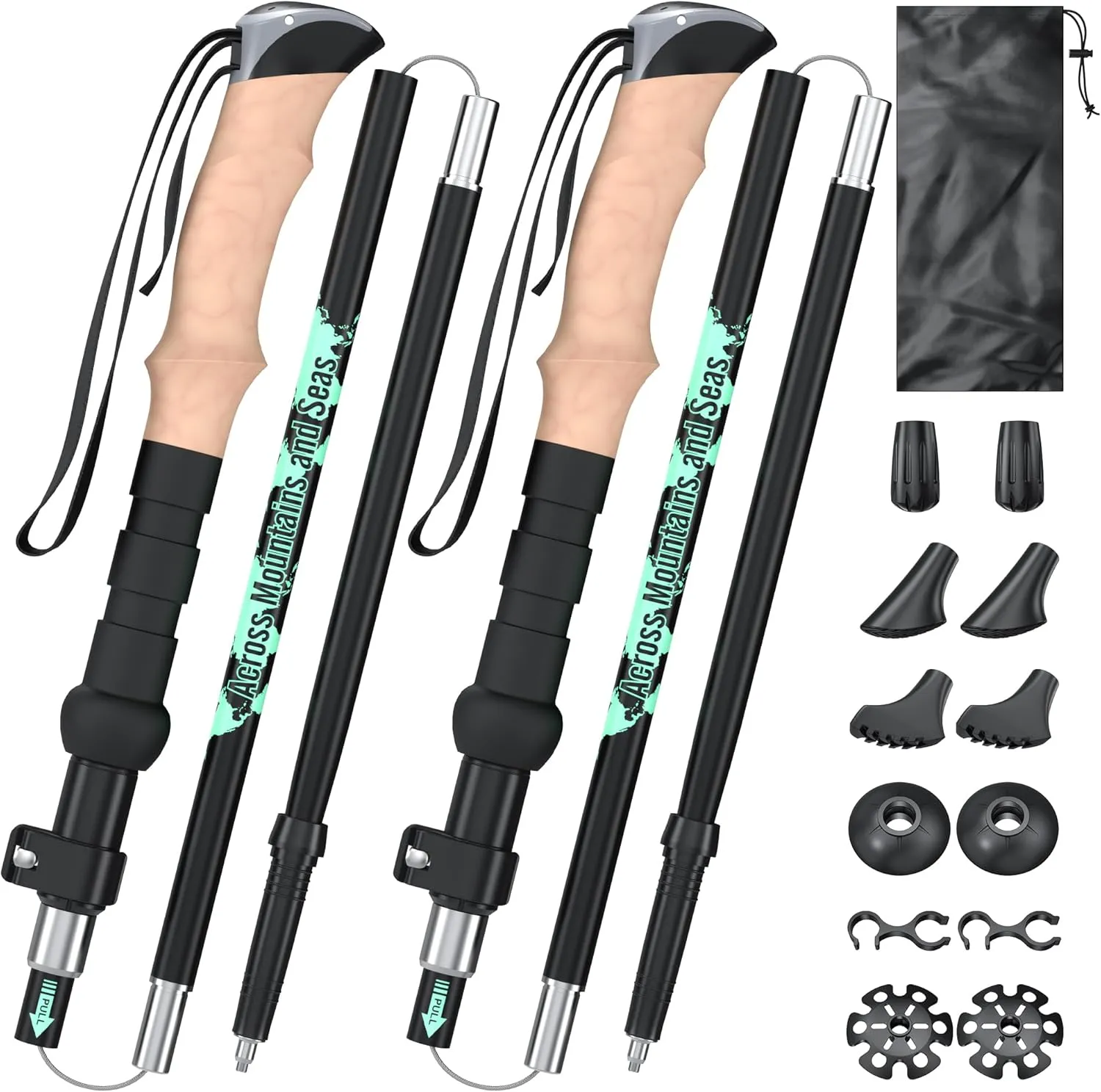 Trekking Poles for Hiking I Carbon or Aluminum Hiking Poles Ultra Lightweight I Adjustable Trekking Poles for Women and Men with Cork Grip