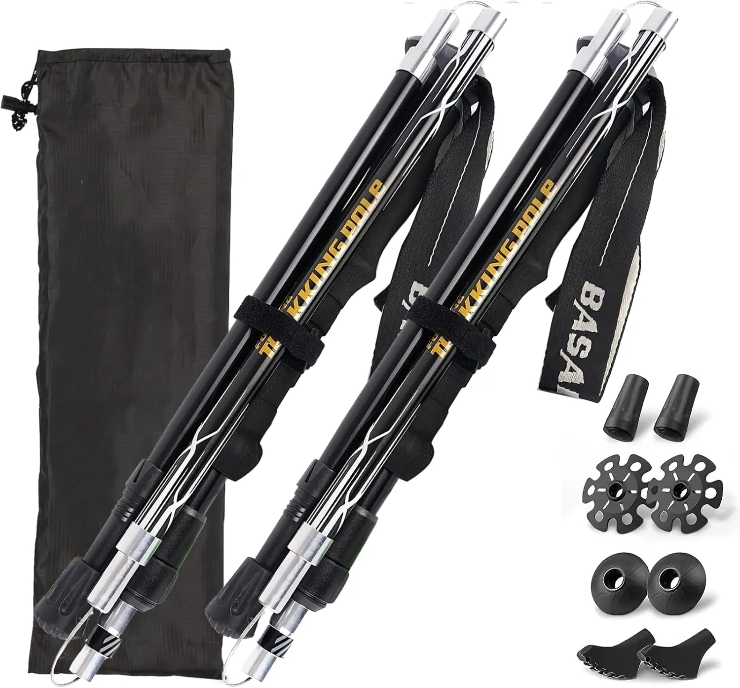 Trekking Poles Lightweight Collapsible Hiking Poles Folding Aluminum Walking Sticks 2 Pack Walking Sticks for Hiking