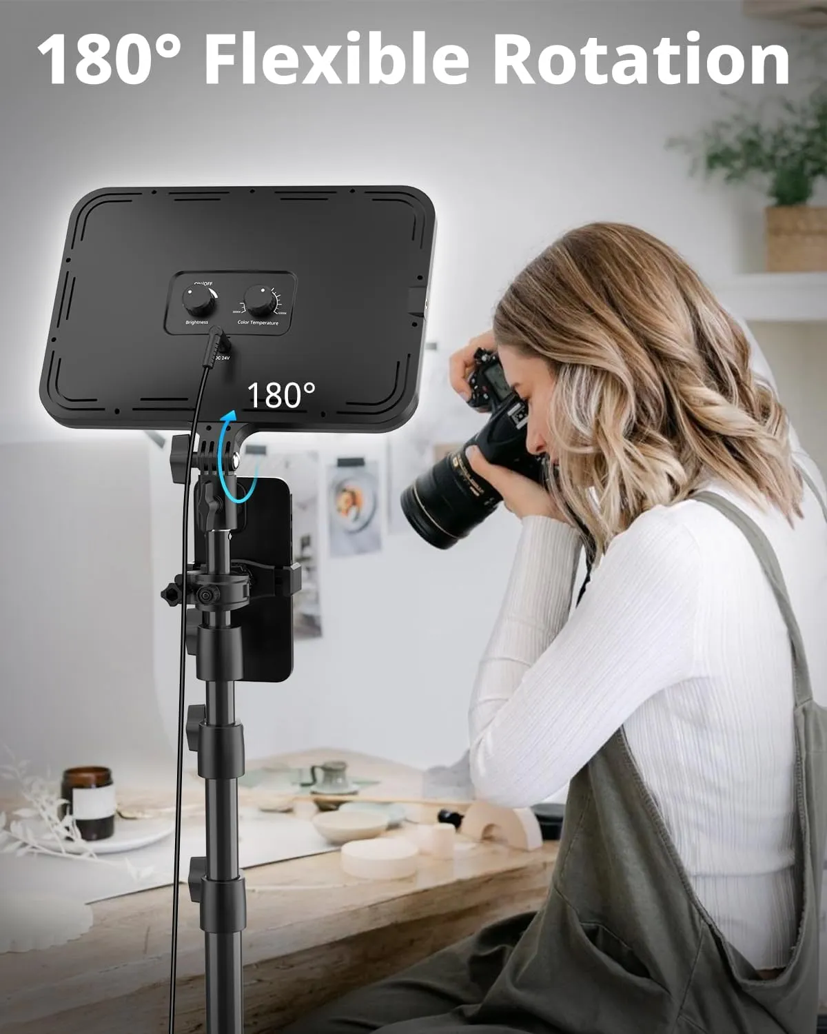UBeesize 2 Pack LED Video Light Kit, Photography Lighting, 13" Studio Lights with 65" Tripod Stand and Phone Holders, Podcast Lighting for Video Recording,Tiktok,YouTube