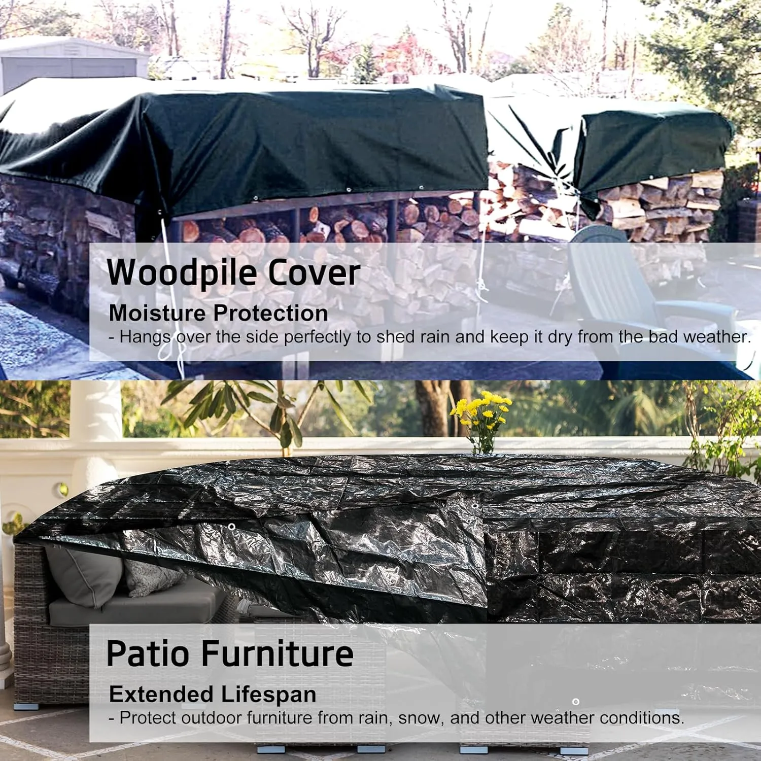 UCINNOVATE Black Tarp Waterproof 16 Mil Taprs Heavy Duty, 6.2x9.8 ft Waterproof Poly Tarp Cover with Grommets, UV Resistant Plastic Tarp for Emergency Rain Patio Furniture Woodpile Camping Pool Tent