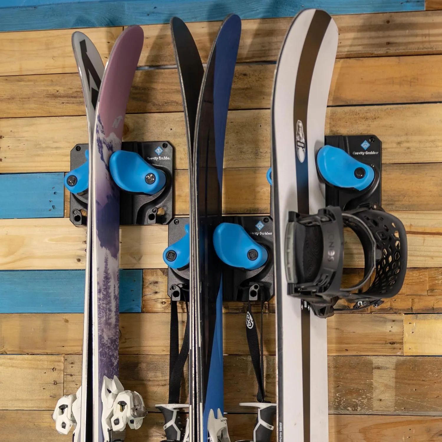 Ultimate Ski & Snowboard Wall Rack | Secure, Non-Slip Storage | Fits Any Ski/Board | Garage Organization | Ski Storage Rack | Snowboard Storage Rack | Winter Gear Organizer | 3 Pck