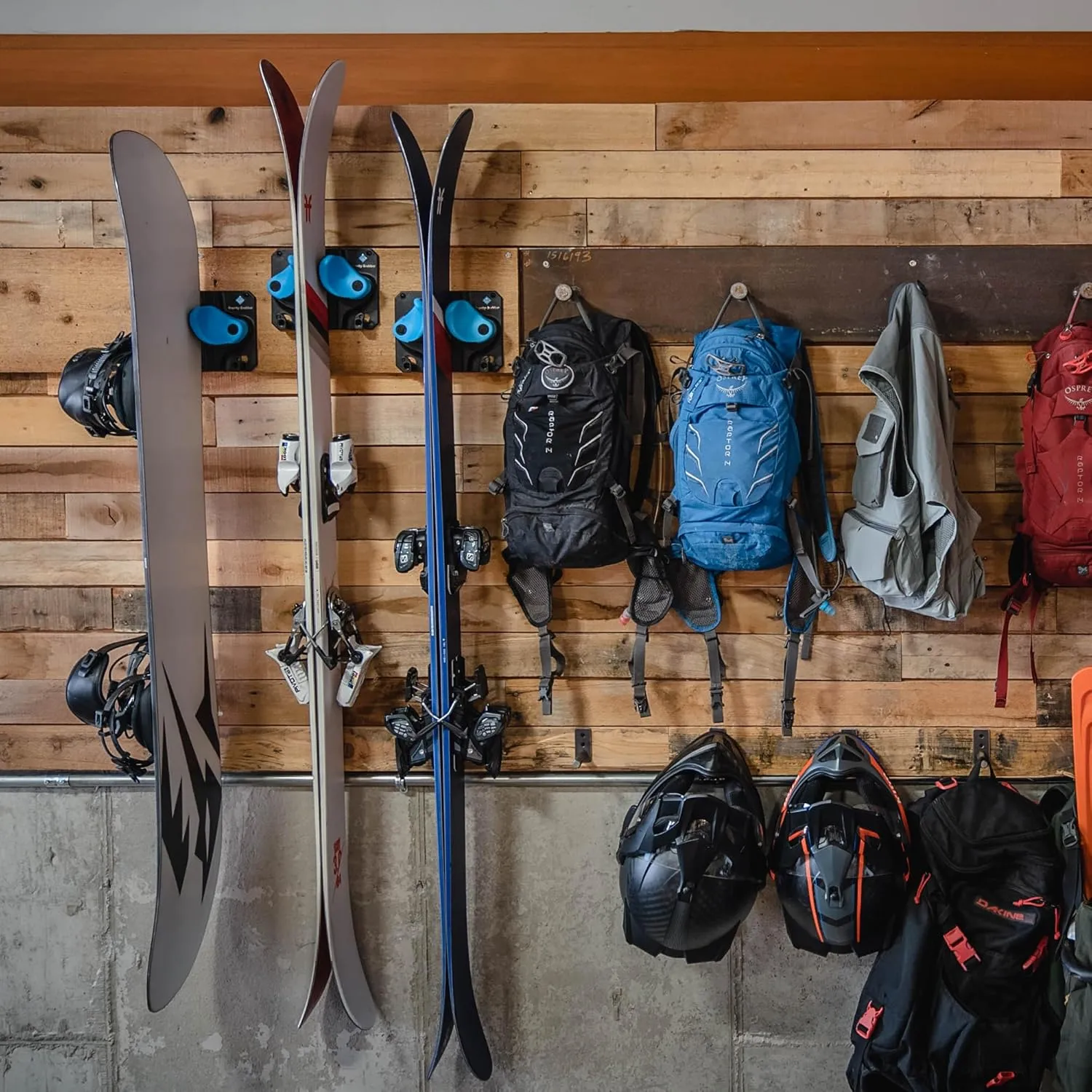 Ultimate Ski & Snowboard Wall Rack | Secure, Non-Slip Storage | Fits Any Ski/Board | Garage Organization | Ski Storage Rack | Snowboard Storage Rack | Winter Gear Organizer | 3 Pck