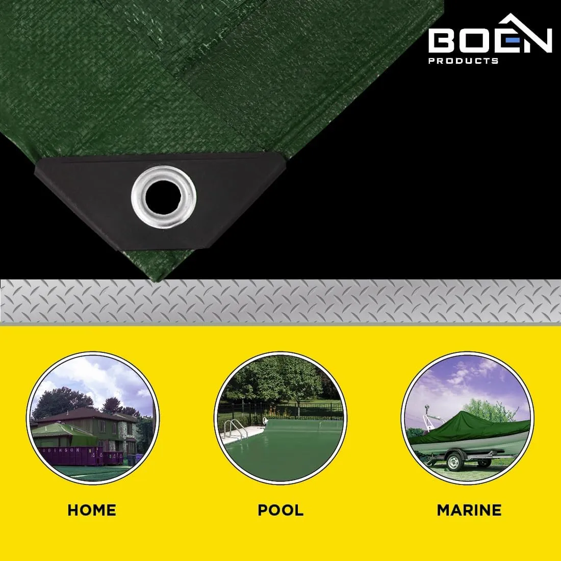 Ultra Heavy Duty Tarp Waterproof Large Cover | Hunter Green, 10' x 12' 16 Mil Thick | Rip Proof Tarps | Thick Weave Material, UV Resistant Great for Tarpaulin Canopy Tent, Boat, RV or Pool Cover