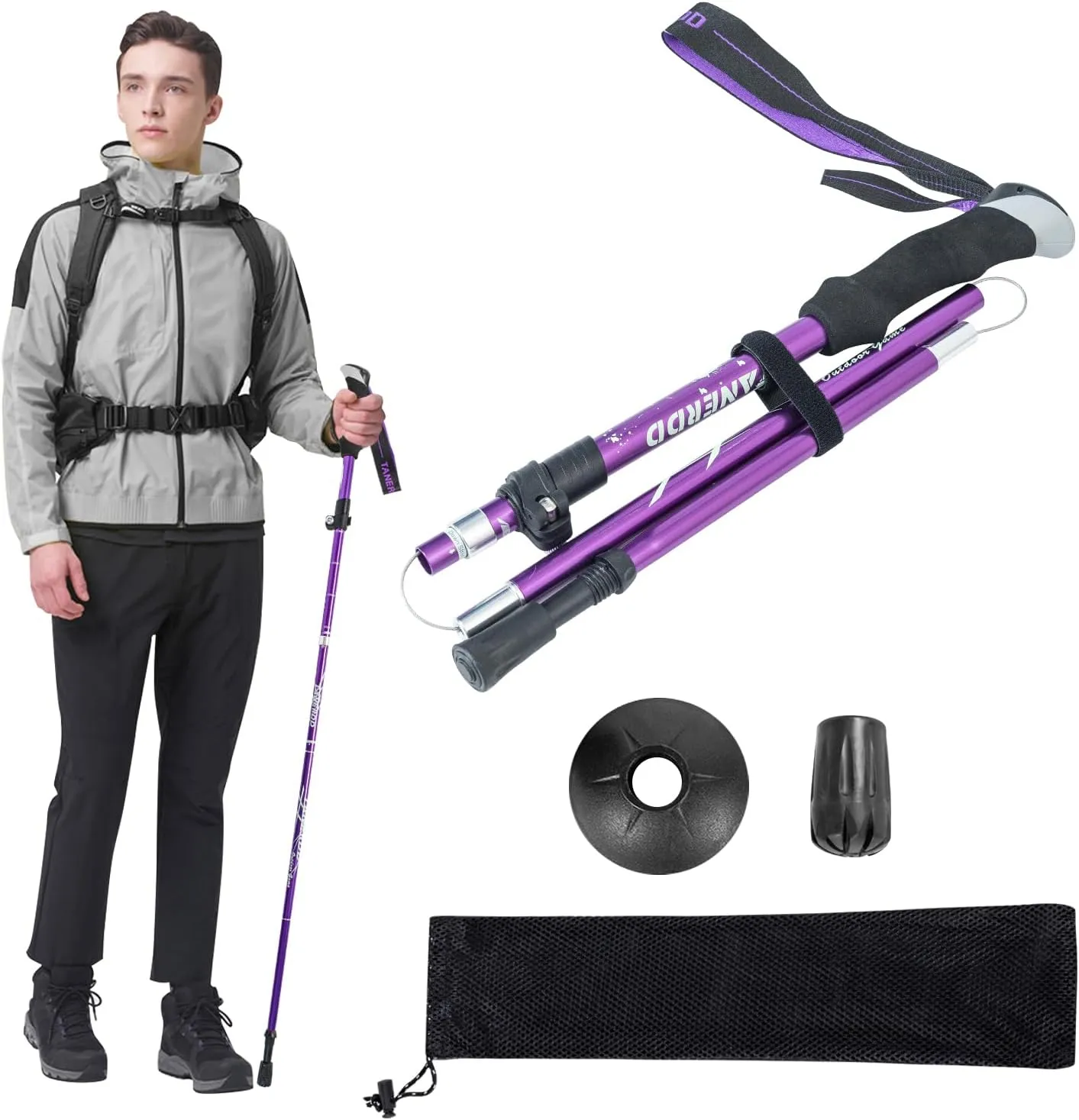 Ultra-Light Adjustable Trekking Pole - Purple