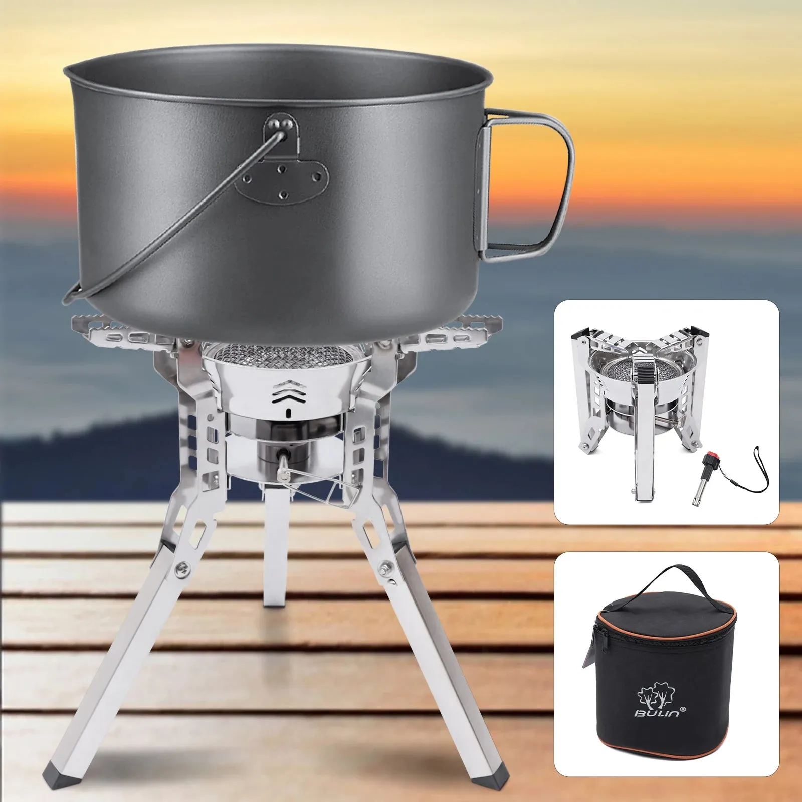 Ultralight Backpacking Camping Stove - Wind-Resistant & Portable with Piezo Ignition