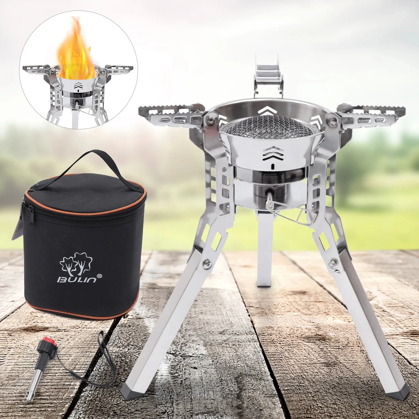Ultralight Backpacking Camping Stove - Wind-Resistant & Portable with Piezo Ignition