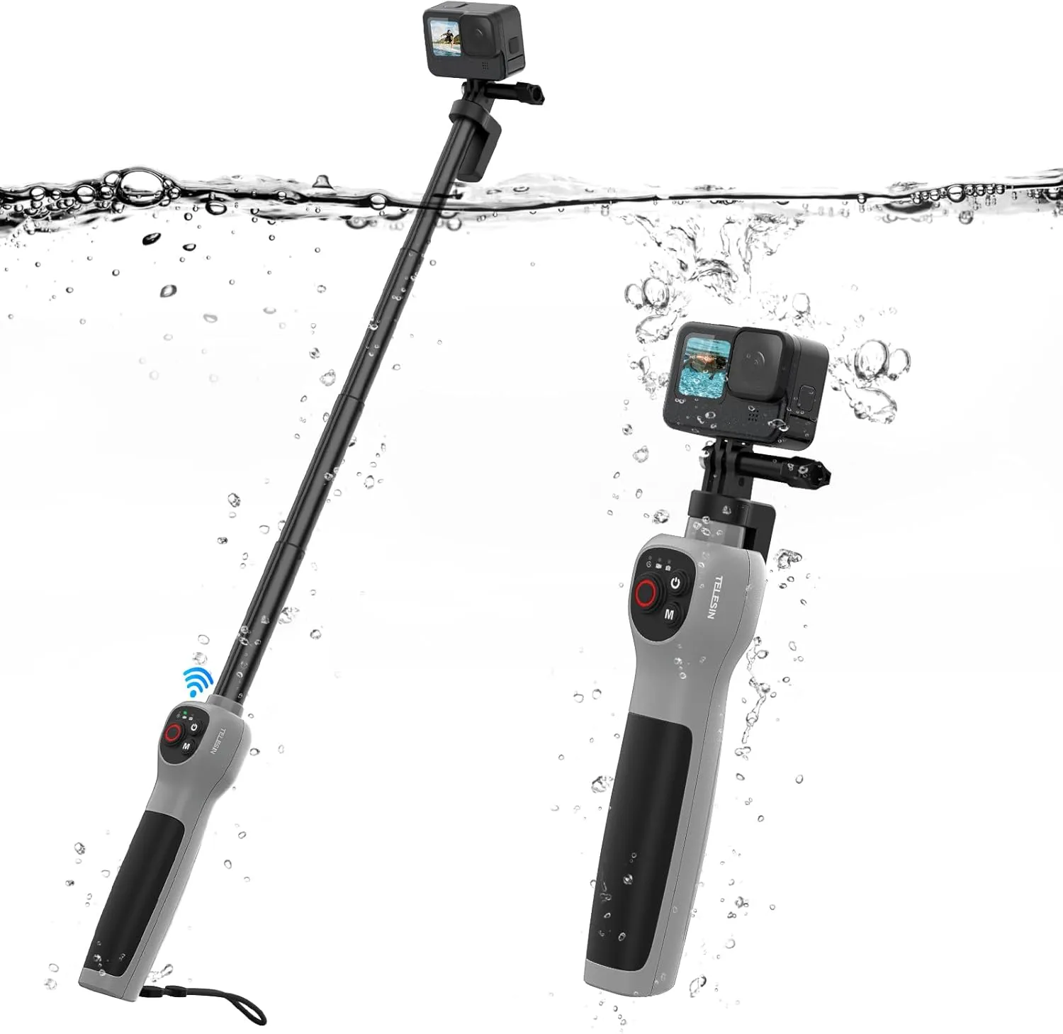 Underwater Bluetooth Selfie Stick for GoPro Hero 13 12 11 10 9 8, 33inch Waterproof Extendable Pole with Remote, 21 Hours Shooting for Diving Surfing Snorkeling, Perfect for Stunning Underwater Shots