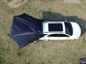 Universal 6.6x9.8ft Car Rear Sunshade Awning for Road Trips & Camping - Heavy-Duty Black UV-Blocking Side Canopy for All Vehicles