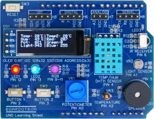 UNO Learning Shield   UNO R3 Board Compatible with Arduino Pre-Assembled All-in-One Starter Beginner Multifunctional Expansion Kit