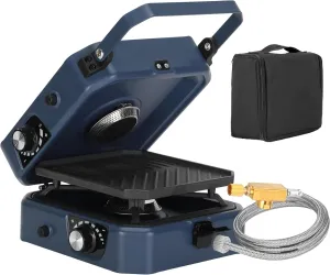 Upgraded 2 Burner Propane Stove Compatible with Propane Cylinders, 2 Burner Camp Stove with Griddle and 16000 BTU Adjustable Burners, Portable Camping Stove Propane with Carry Bag & Handle for Camping