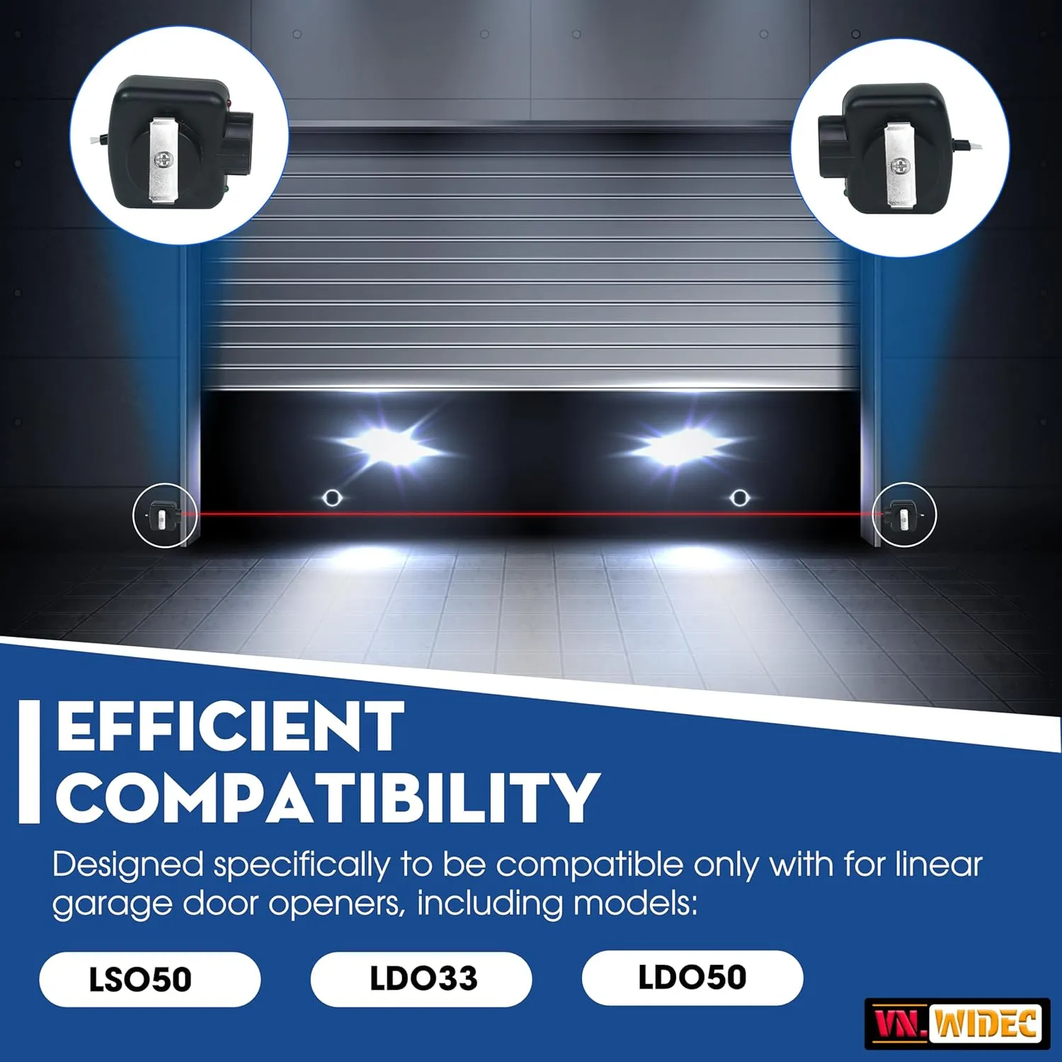 Upgraded UHAE00002 HAE00002 LSO50 LDO33 LDO50 Garage Door Openers Sensors Beam Eyes Kit Compatible with Linear Garage Door Opener, Sending Sensor & Receiving Sensor, Beam Up Garage Door Opener