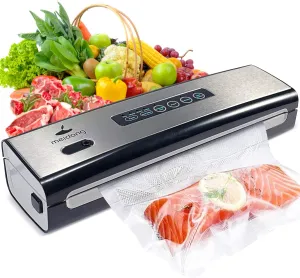 Vacuum Sealer Machine, meidong Vacuum Sealer Machine Built in Air Sealing System w/Starter Kit, Dry & Moist Food Modes, Easy to Clean, Compact Design