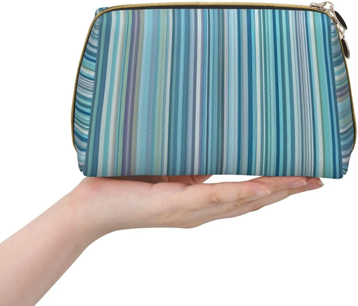 Vertical Stripes Toiletry Pouch, Travel-Friendly Makeup Organizer For Makeup Brushes, Lipsticks
