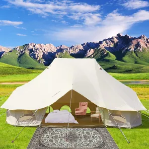 VEVOR 4 Season Canvas Bell Tent, Breathable 100% Cotton Canvas Yurt Tents - w/Stove Jack, Luxury Glamping Tent Waterproof Canvas Tents for Family Camping Outdoor Hunting Party