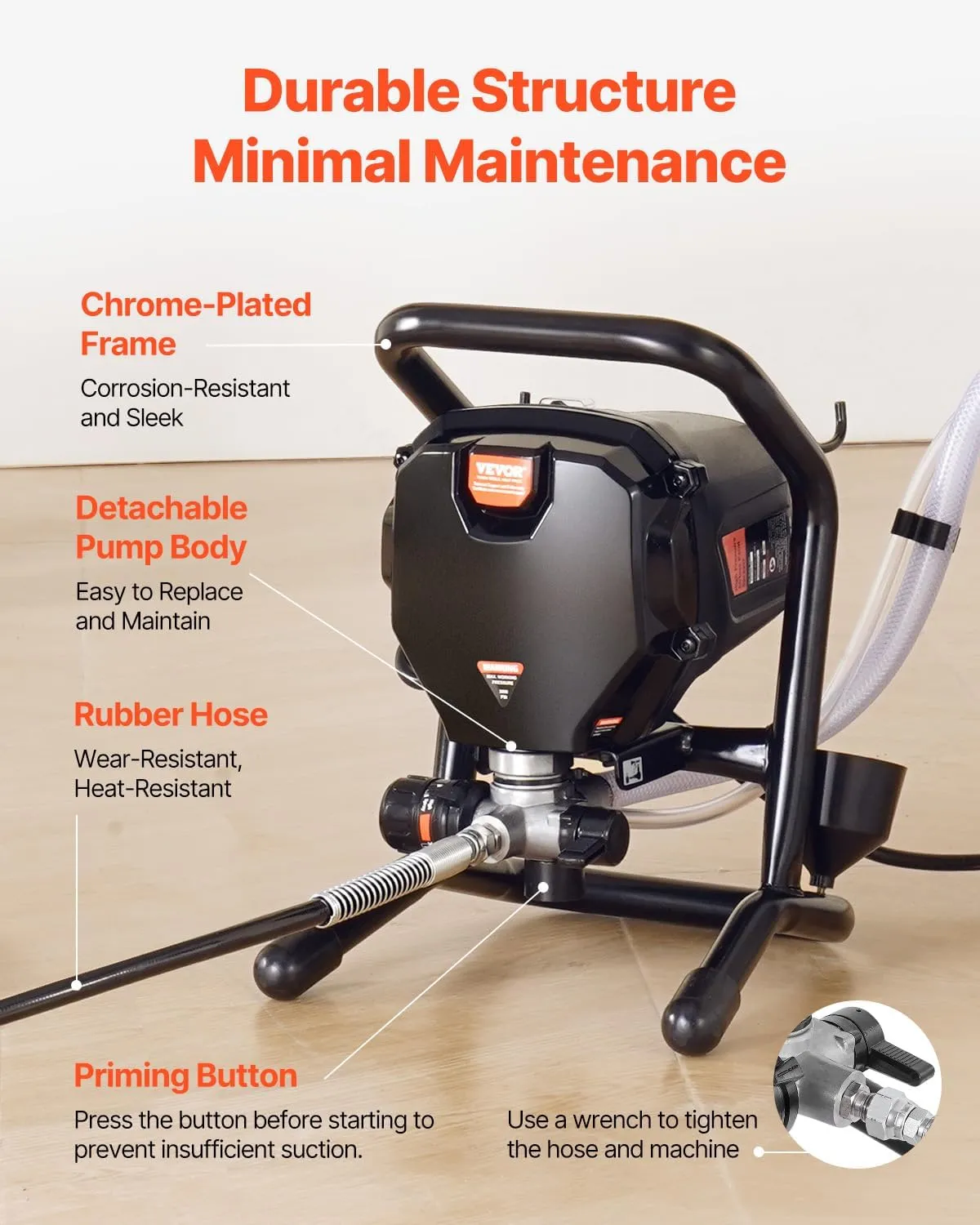 VEVOR 750W Stand Airless Paint Sprayer, 3000PSI High Efficiency Electric Airless Sprayer, Fine and Even Painting Effect, Handheld Paint Sprayers for Home Interior and Exterior Furniture and Fences