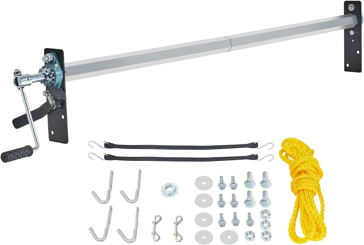 VEVOR Hand Crank Tarp Roller Kit, 64" to 104" Wide, Aluminum Alloy, Manual Cab Level Dump Truck Tarp Roller with 7" Sponge-Wrapped Handle, Perfect for Dump Trucks, Trailers, Trash Haulers (No Tarp)