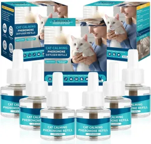 VICSOM Cat Calming Diffuser Refills Kit, Cat Pheromones Calming Refill, 180 Days Anti Anxiety Relief Stress Long Calm Effect, 48ml Fit All Common Diffusers Plug in, 6 Pack