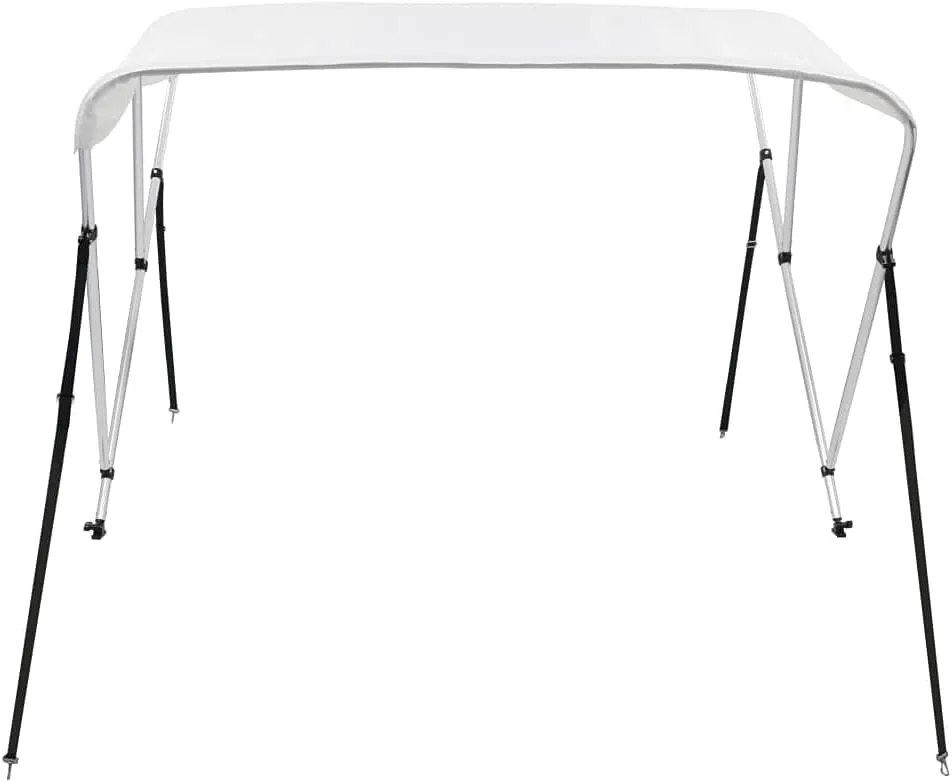 vidaXL 3-Bow Bimini Top/Boat Canopy - Adjustable Dimensions, Weather-Resistant, UV Protective, Polyester Material with PU Coating - Easy Assembly and Mounting - White